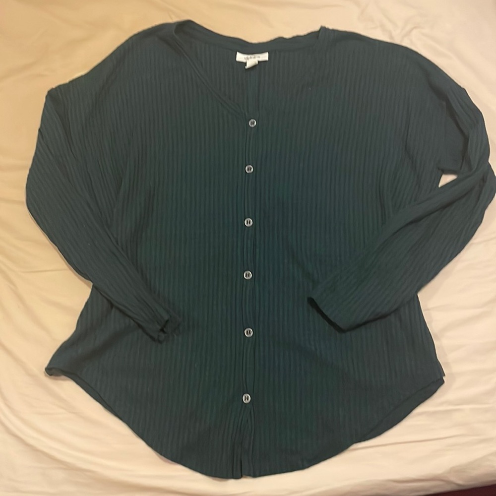 Dark green knit cardigan
